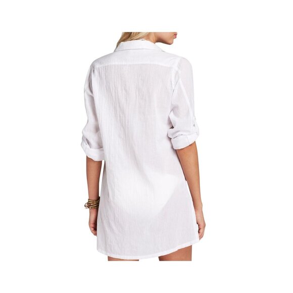 NWT Lauren Ralph Lauren Crushed Cotton Camp Shirt Cover Up 20113076 White XS - Picture 3 of 7